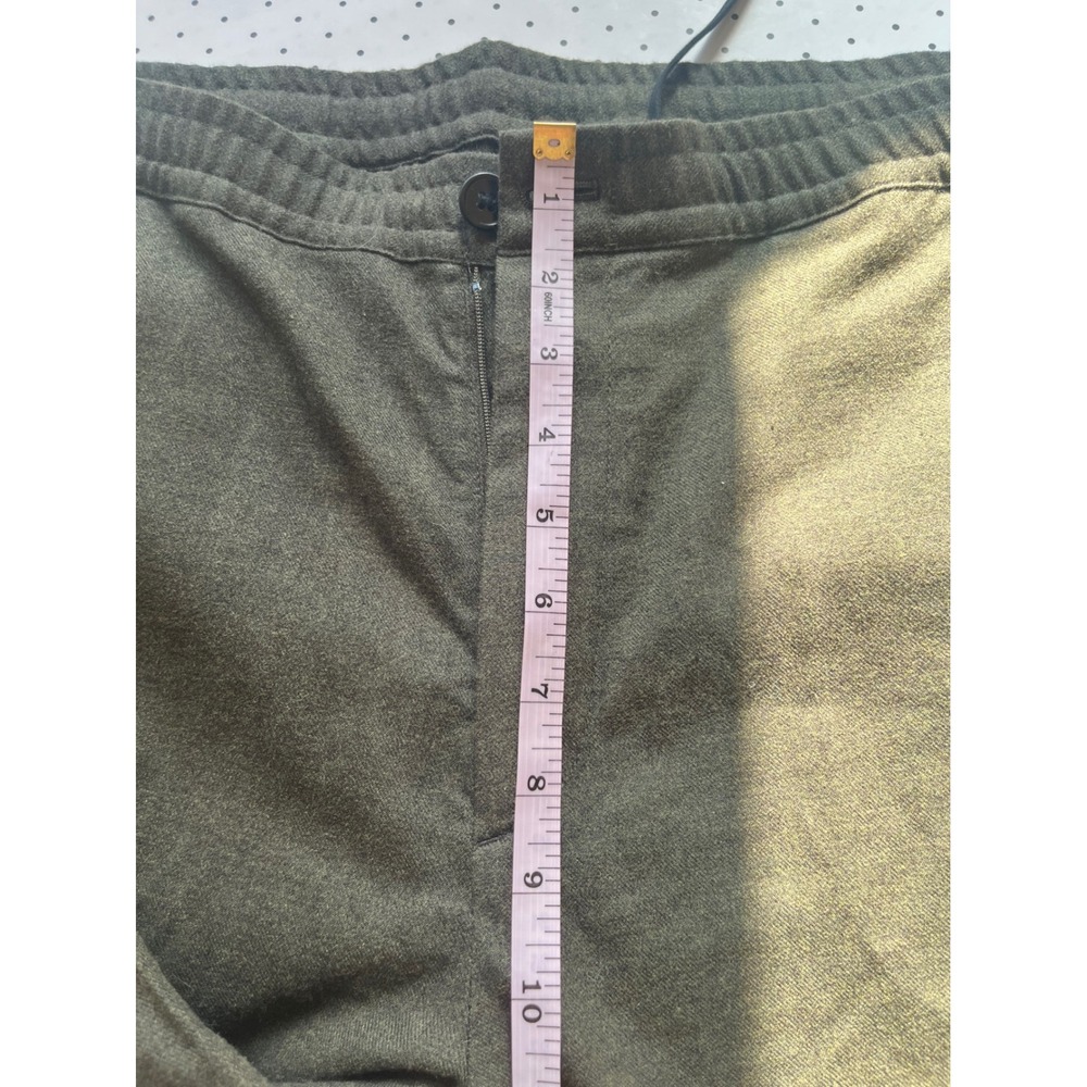 Theory Mens XL Olive Green Wool Blend Flannel Elastic Waist Pull On Pants - Picture 6 of 10